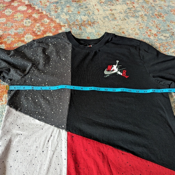 Nike Air Jordan M Jumpman Classics Mash-up Tee Black Red Colorblock ShortSleeve - Picture 9 of 11
